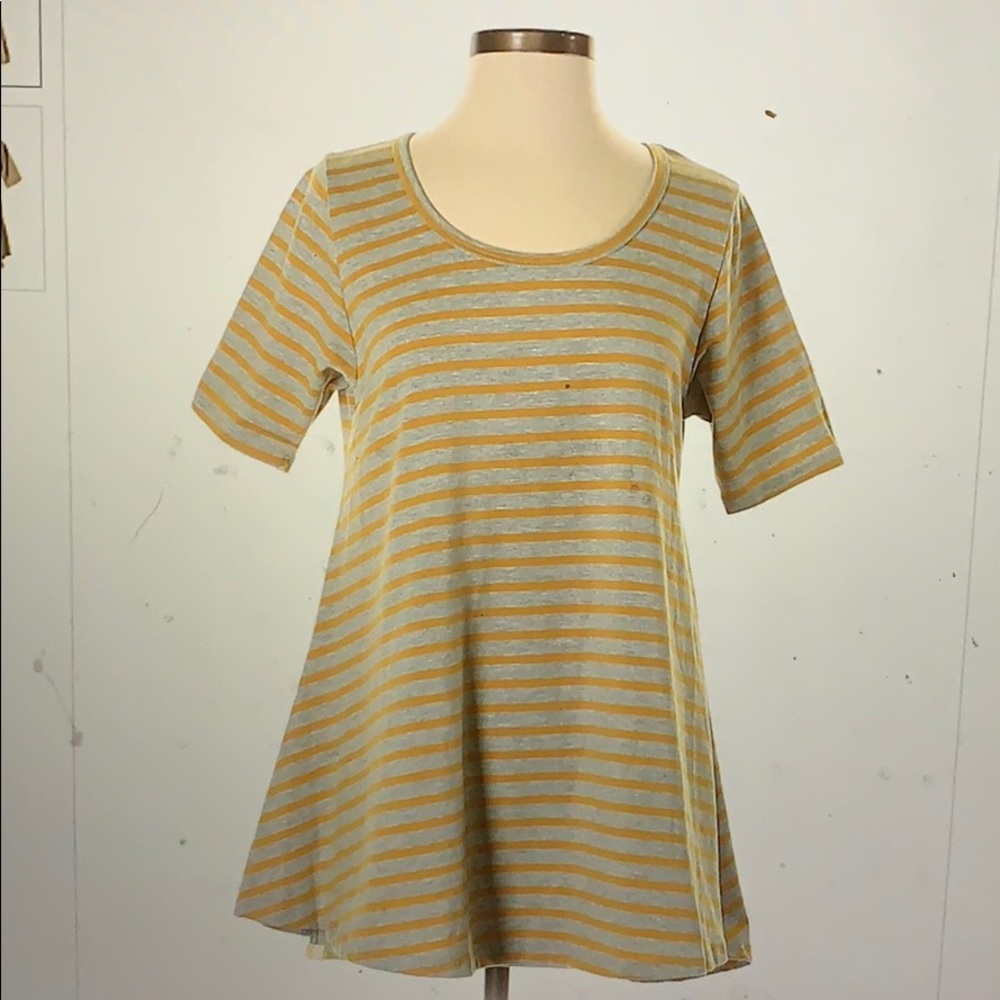 Yellow and gray striped shirt